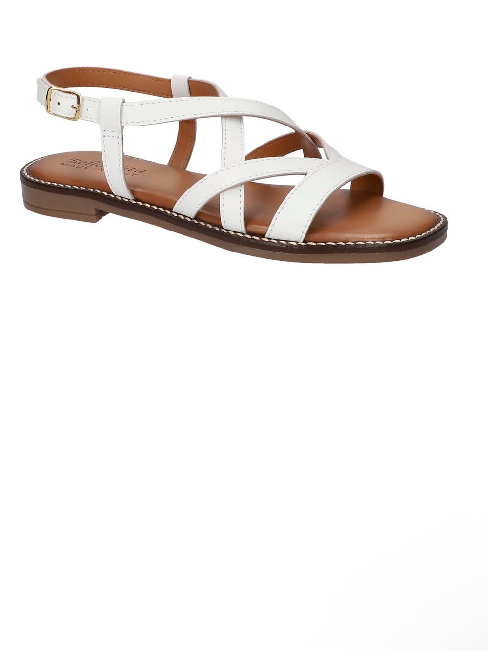 Bella Vita Tya-Italy White Italian Leather Strappy Flat Sandals 9.5 wide
